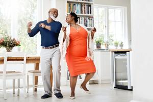Middle aged couple dancing